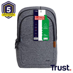 ZAINO LAPTOP/NOTEBOOK FINO A 16" ECO - REALIZZATO CON PET RICICLATO - TRUST AVANA GRIGIO