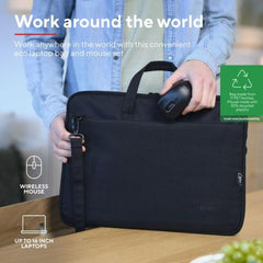 SET BORSA LAPTOP FINO A 16" + MOUSE WIRELESS REALIZZATI CON MATERIALE RICICLATO - TRUST BOLOGNA NERO