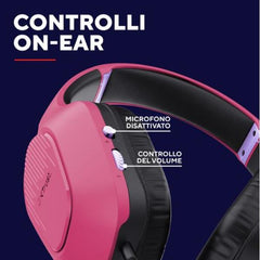 CUFFIE GAMING CABLATE JACK 3,5MM MULTIPIATTAFORMA, DRIVER 50MM - TRUST GXT415P ZIROX - ROSA