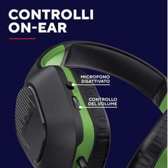 CUFFIE GAMING CABLATE JACK 3,5MM XBOX® COMPATIBILE, DRIVER 50MM -TRUST GXT415X ZIROX - NERO/VERDE