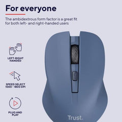 MOUSE WIRELESS SILENZIOSO - 1800DPI - PLASTICA RICICLATA 82% - TRUST MYDO - BLU