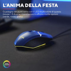 MOUSE GAMING ILLUMINATO CABLATO 6.400DPI ACELLERAZIONE 20G - TRUST GXT109B FELOX BLU