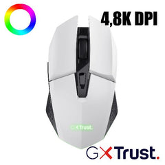 MOUSE GAMING RGB WIRELESS RICARICABILE 4.800DPI - TRUST GXT110W FELOX BIANCO