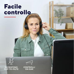 CUFFIE ON-EAR CABLATE 1,8M JACK 3,5MM CON MICROFONO FLIP TO MUTE - TRUST AYDA - NERO
