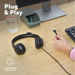 CUFFIE ON-EAR CABLATE 1,8M USB CON MICROFONO FLIP TO MUTE - TRUST AYDA USB - NERO