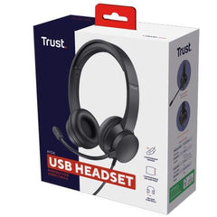 CUFFIE ON-EAR CABLATE 1,8M USB CON MICROFONO FLIP TO MUTE - TRUST AYDA USB - NERO