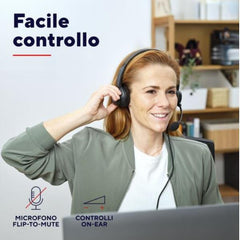 CUFFIE ON-EAR CABLATE 1,8M USB CON MICROFONO FLIP TO MUTE E RIDUZIONE RUMORE ENC - 65% PLASTICA RICICLATA - TRUST AYDA USB ENC- NERO