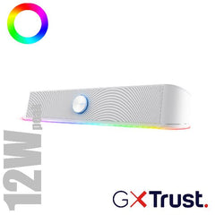 SOUNDBAR GAMING SPEAKERS 12W PICCO (6W RMS) ILLUMINATA RGB CON INGRESSO AUX E CUFFIA 6W RMS (12W PICCO) - TRUST GXT619W THORNE - BIANCO