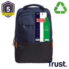ZAINO LAPTOP/NOTEBOOK FINO A 16" ECO - REALIZZATO CON PET RICICLATO - TRUST LISBOA BLU