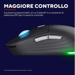 MOUSE WIRELESS GAMING RICARICABILE RGB 10.000 DPI - 55% PLASTICA RICICLATA - GXT 926 REDEX II - NERO