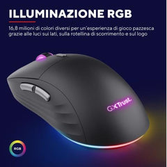 MOUSE WIRELESS GAMING RICARICABILE RGB 10.000 DPI - 55% PLASTICA RICICLATA - GXT 926 REDEX II - NERO