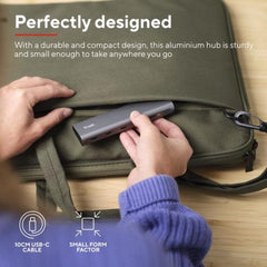 HUB USB C CON  5 PORTE USB-C CON PORTA PASS THROUGH ALIMENTAZIONE - TRUST HALYX - ALLUMINIO