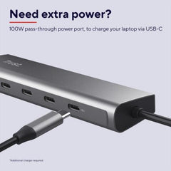 HUB USB C CON  5 PORTE USB-C CON PORTA PASS THROUGH ALIMENTAZIONE - TRUST HALYX - ALLUMINIO
