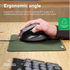 MOUSE ERGONOMICO VERTICALE CABLATO CERTIFICATO ERGOCERT - PLASTICA RICICLATA 60% - TRUST BAYO II NERO