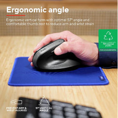 MOUSE ERGONOMICO (CERTIFICATO ERGOCERT) VERTICALE WIRELESS RICARICABILE - 2400DPI - MULTICONNECT 2x BT + 1 WL 2,4GHz - PLASTICA RICICLATA 70% - TRUST BAYO+ NERO