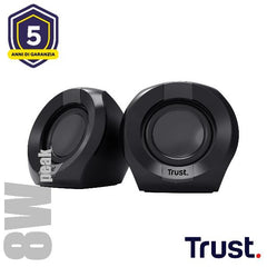 SET ALTOPARLANTI SPEAKERS 2.0 8W PICCO (4W RMS) - TRUST POLO 2.0 - NERO