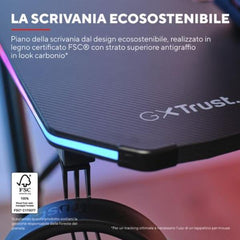 SCRIVANIA GAMING RGB DESK - TRUST GXT 709 LUMINUS - NERO