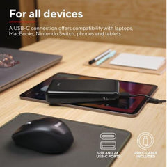 POWER BANK 20.000MAH - 1 USB-C 100W PER LAPTOP/NOTEBOOK - PD 3.0+PPS - 1USB-C 45W 1USB-A QC 3.0 18W - PLASTICA RICICLATA 50% - TRUST LARO POWERBANK - NERO