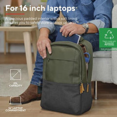 ZAINO LAPTOP/NOTEBOOK FINO A 16" ECO - REALIZZATO CON PET RICICLATO - TRUST LISBOA VERDE