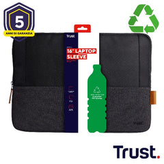CUSTODIA/SLEEVE 16" MORBIDA PER LAPTOP/NOTEBOOK REALIZZATA CON PET RICICLATO - TRUST LISBOA NERA