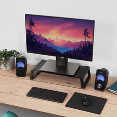SUPPORTO MONITOR IN VETRO TEMPERATO - TRUST MONTA - NERO