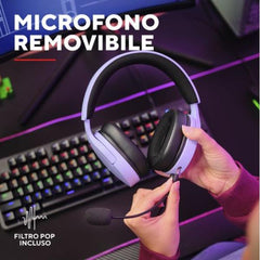 CUFFIE GAMING CABLATE JACK 3,5MM MULTIPIATTAFORMA, OVER-EAR, DRIVER 50MM - PLASTICA RICICLATA 35% - TRUST GXT489P FAYZO VIOLA