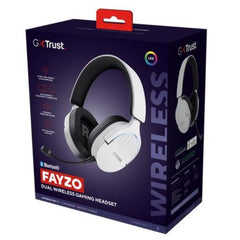 CUFFIE GAMING RGB WIRELESS RICARICABILI DOPPIA CONNESSIONE 2,4GH + BT, MICROFONO STACCABILE CON RIDUZIONE DEL RUMORE, DRIVER 50MM - PLASTICA RICICLATA 35% - TRUST GXT491W FAYZO BIA