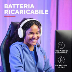 CUFFIE GAMING RGB WIRELESS RICARICABILI DOPPIA CONNESSIONE 2,4GH + BT, MICROFONO STACCABILE CON RIDUZIONE DEL RUMORE, DRIVER 50MM - PLASTICA RICICLATA 35% - TRUST GXT491W FAYZO BIA