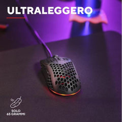 MOUSE GAMING RGB CABLATO ULTRALEGGERO 6400 DPI - TRUST GXT 928 HELOX NERO