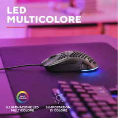 MOUSE GAMING RGB CABLATO ULTRALEGGERO 6400 DPI - TRUST GXT 928 HELOX NERO
