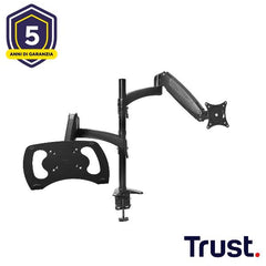SUPPORTO MONITOR DOPPIO BRACCIO ERGONOMICO PER DOPPIO MONITOR O MONITOR E LAPTOP - TRUST MARA - NERO