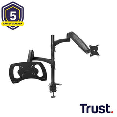 SUPPORTO MONITOR DOPPIO BRACCIO ERGONOMICO PER DOPPIO MONITOR O MONITOR E LAPTOP - TRUST MARA - NERO