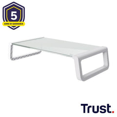 SUPPORTO MONITOR IN VETRO TEMPERATO - TRUST MONTA - BIANCO