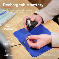 MOUSE ERGONOMICO (CERTIFICATO ERGOCERT) VERTICALE WIRELESS RICARICABILE - 2400DPI - PLASTICA RICICLATA 70% - TRUST B2B TM-270 NERO