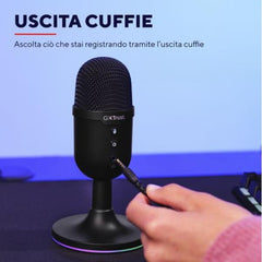 MICROFONO GAMING CABLATO USB 1,8M ILLUMINAZIONE RGB CON INGRESSO JACK 3,5MM - TRUST GXT234 YUNIX - NERO