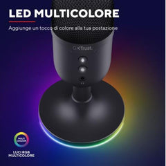 MICROFONO GAMING CABLATO USB 1,8M ILLUMINAZIONE RGB CON INGRESSO JACK 3,5MM - TRUST GXT234 YUNIX - NERO
