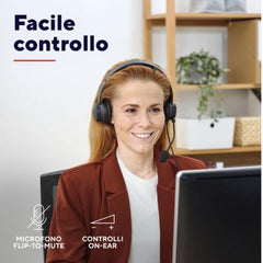 CUFFIE ON-EAR CABLATE 1,8M USB CON MICROFONO FLIP TO MUTE - TRUST B2B HS-201 USB - NERO