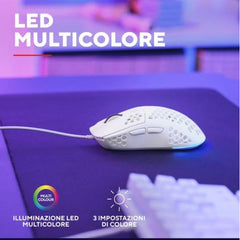 MOUSE GAMING RGB CABLATO ULTRALEGGERO 6400 DPI - TRUST GXT 928W HELOX BIANCO