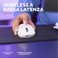 MOUSE GAMING RGB WIRELESS RICARICABILE ULTRALEGGERO 4.800DPI, AUTONOMIA 80H - TRUST GXT929W HELOX BIANCO