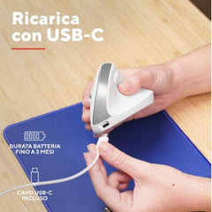 MOUSE ERGONOMICO (CERTIFICATO ERGOCERT) VERTICALE WIRELESS RICARICABILE - 2400DPI - MULTICONNECT 2x BT + 1 WL 2,4GHz - PLASTICA RICICLATA 70% - TRUST BAYO+ BIANCO