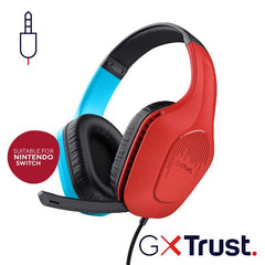 CUFFIE GAMING CABLATE JACK 3,5MM SWITCH® COMPATIBILE, DRIVER 50MM -TRUST GXT 416S ZIROX - ROSSO/BLU