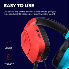 CUFFIE GAMING CABLATE JACK 3,5MM SWITCH® COMPATIBILE, DRIVER 50MM -TRUST GXT 416S ZIROX - ROSSO/BLU