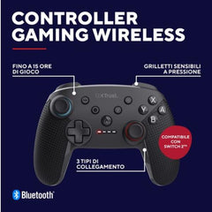 CONTROLLER GAMEPAD WIRELESS RICARICABILE PER NINTENDO SWITCH/SWITCH 2/SWITCH OLED/SWITCH LIGHT CON COMANDI MOVIMENTO E FEEDBACK A VIBRAZIONE - TRUST GXT 1246 MUTA NERO