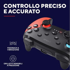 CONTROLLER GAMEPAD WIRELESS RICARICABILE PER NINTENDO SWITCH/SWITCH 2/SWITCH OLED/SWITCH LIGHT CON COMANDI MOVIMENTO E FEEDBACK A VIBRAZIONE - TRUST GXT 1246B NERO/ROSSO/BLU