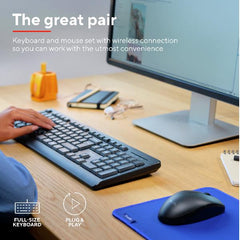 KIT DESK SET TASTIERA E MOUSE WIRELESS SILENZIOSI RESISTENTE AGLI SVERSAMENTI - LAYOUT ITALIANO - TRUST PRIMO NERO
