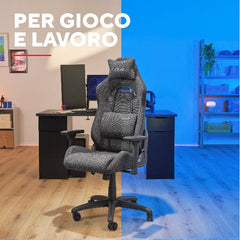 SEDIA GAMING PREMIUM IN TESSUTO REALIZZATA CON MATERIALI SOSTENIBILI - TRUST GXT 723 RUYA - GRIGIO