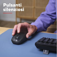 MOUSE WIRELESS  MULTICONNECT 2x BT + 1 WL 2,4GHz  SILENT - DURATA BATTERIA 12 MESI - 1600DPI - PLASTICA RICICLATA 75% -TRUST YVI+  MULTI-DEVICE NERO