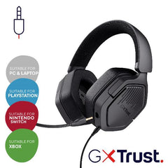 CUFFIE GAMING CABLATE JACK 3,5MM MULTIPIATTAFORMA OVER-EAR, DRIVER 50MM - TRUST GXT492 CARUS NERO