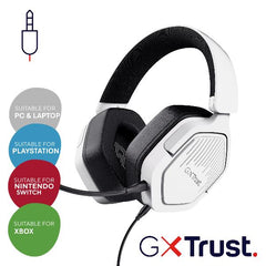 CUFFIE GAMING CABLATE JACK 3,5MM MULTIPIATTAFORMA OVER-EAR, DRIVER 50MM - TRUST GXT492W CARUS - BIANCO