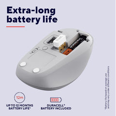 MOUSE WIRELESS  MULTICONNECT 2x BT + 1 WL 2,4GHz  SILENT - DURATA BATTERIA 12 MESI - 1600DPI - PLASTICA RICICLATA 75% -TRUST YVI+  MULTI-DEVICE BIANCO